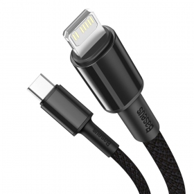 USB kabelis Baseus High Density Braided Fast Data PD 20W Type-C - Lightning 1.0m (juodas) CATLGD-01