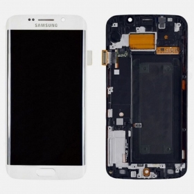 Samsung G925F Galaxy S6 Edge ekranas (baltas) (su rėmeliu) (service pack) (originalus)