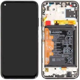 Huawei P40 Lite ekranas (juodas) (su rėmeliu ir baterija) (service pack) (originalus)