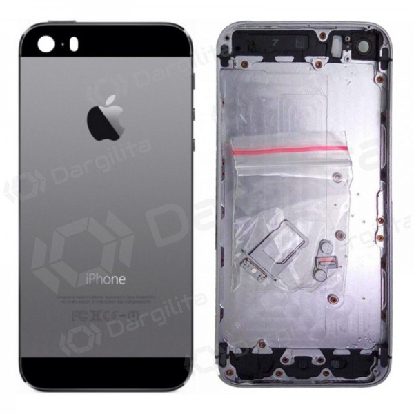 Apple iPhone 5S galinis baterijos dangtelis pilkas (space grey) (naudotas grade B, originalus)