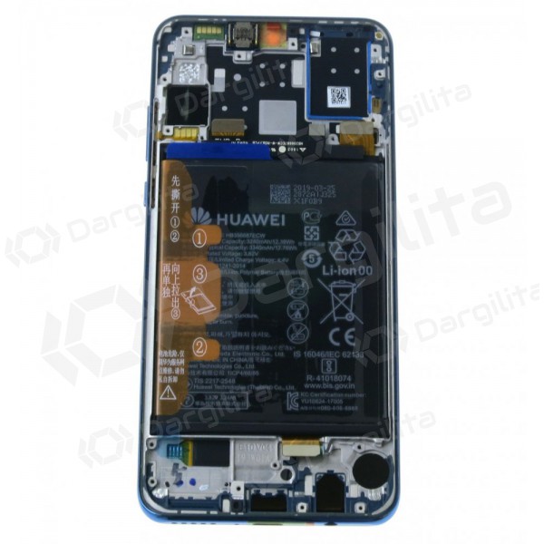 Huawei P30 Lite LCD ekranas su liečiamu stikliuku (mėlynas) (Peacock Blue) (su rėmeliu ir baterija) (service pack) (originalus)