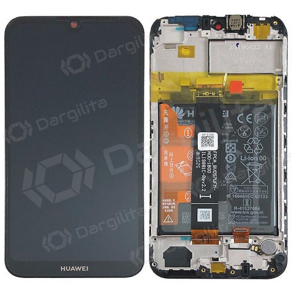 Huawei Y5 2019 ekranas (juodas) (su rėmeliu ir baterija) (service pack) (originalus)