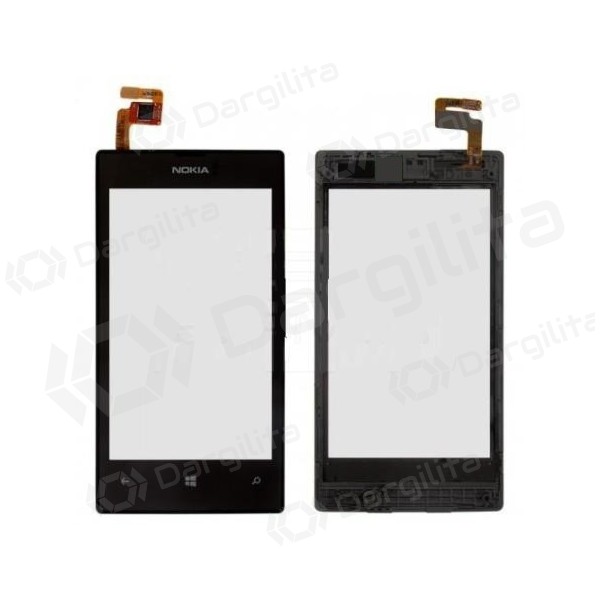 Nokia Lumia 520 / Lumia 525 / Lumia 526 lietimui jautrus stikliukas (juodas) (su rėmeliu)