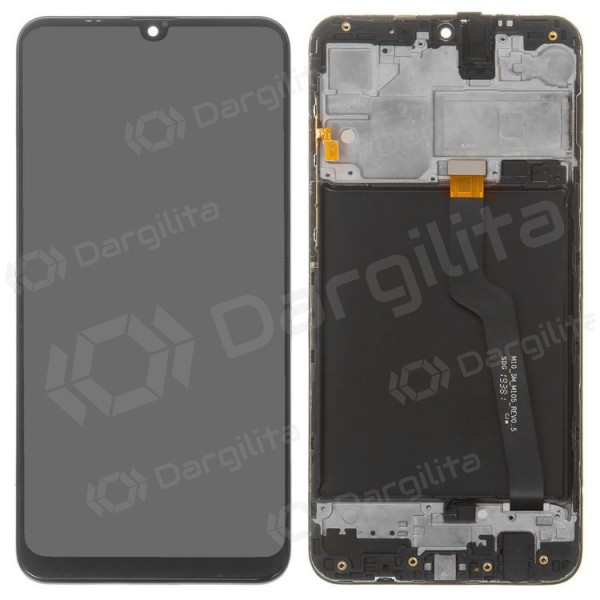 Samsung A105 Galaxy A10 (Dual SIM) ekranas (juodas) (su rėmeliu)