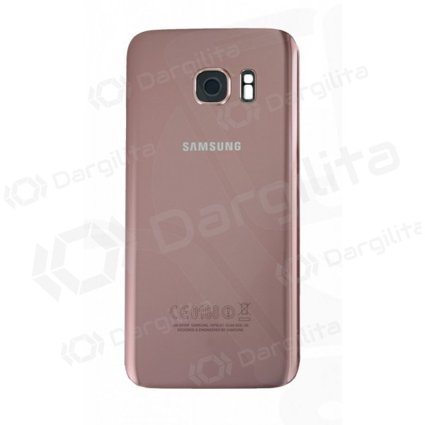 Samsung G930F Galaxy S7 galinis baterijos dangtelis rožinis (rose pink) (naudotas grade C, originalus)