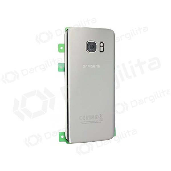 Samsung G930F Galaxy S7 galinis baterijos dangtelis (sidabrinis) (naudotas grade C, originalus)