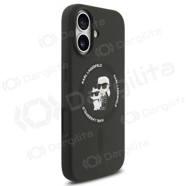 Apple iPhone 17 dėklas "Karl Lagerfeld Liquid Silicone Karl and Choupette MagSafe" (juodas)