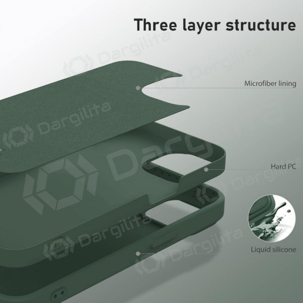 Apple iPhone 14 Pro Max dėklas „Nillkin Silicone“ (tamsiai žalias)