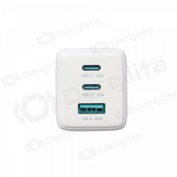 Telefono įkroviklis Joyroom JR-TG10 65 W USB-C + USB-A GaN PPS baltas