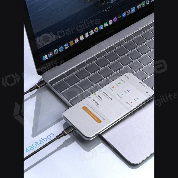 USB-C laidas Dudao L25C USB-C į USB-C 1 m 60 W juodas