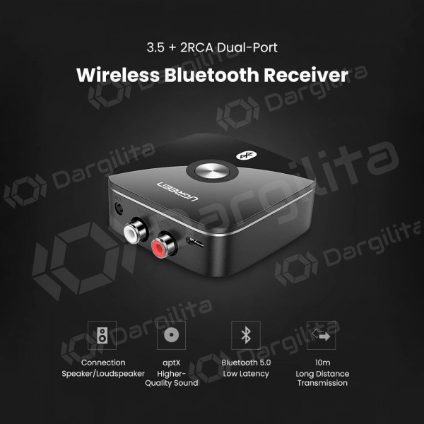 Bluetooth adapteris imtuvas Ugreen CM106 2xRCA/AUX Bluetooth 5.1 juodas
