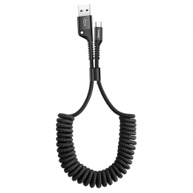 USB kabelis Fish Eye Spring Type-C 2.0A 1m (juodas) CATSR-01