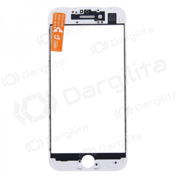 Apple iPhone 7 Ekrano stikliukas su rėmeliu ir OCA (baltas) (v2) (for screen refurbishing) - Premium