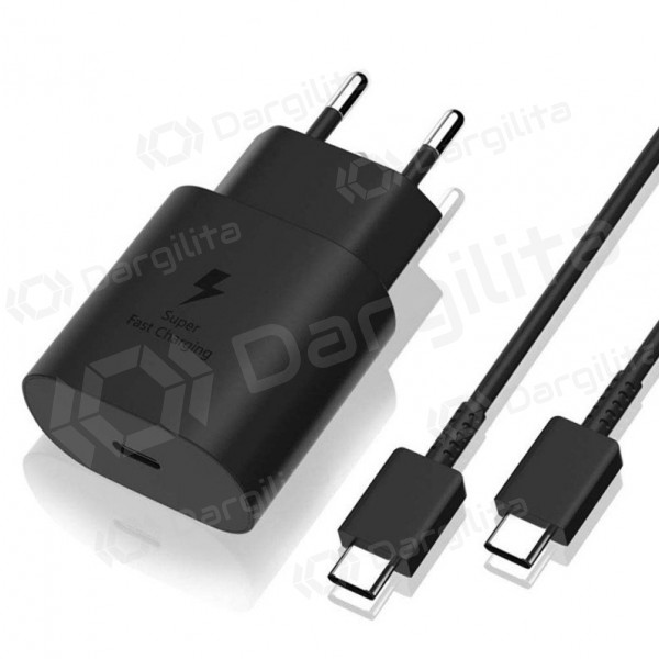 Telefono įkroviklis Samsung EP-TA800NB 25 W USB-C su USB-C laidu juodas