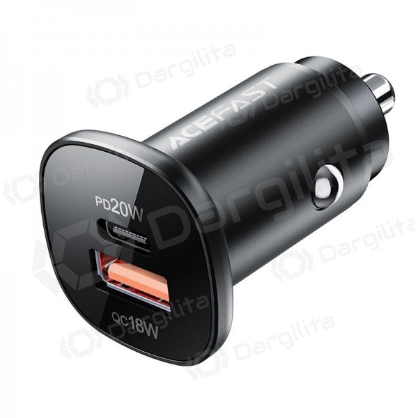 Automobilinis įkroviklis Acefast B1 Mini 38 W USB-C + USB-A PD QC juodas
