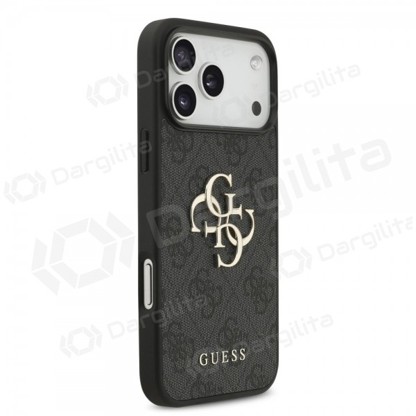Apple iPhone 17 Pro Max dėklas "Guess PU 4G Metal Logo" (pilkas)