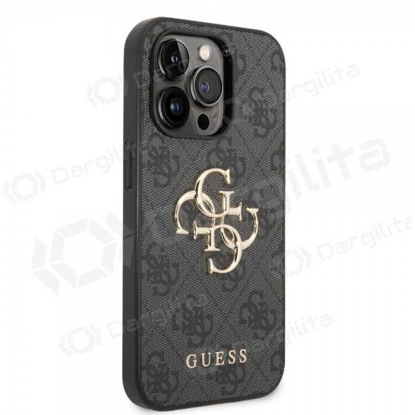 Apple iPhone 14 Pro dėklas "Guess PU 4G Metal Logo" (pilkas)