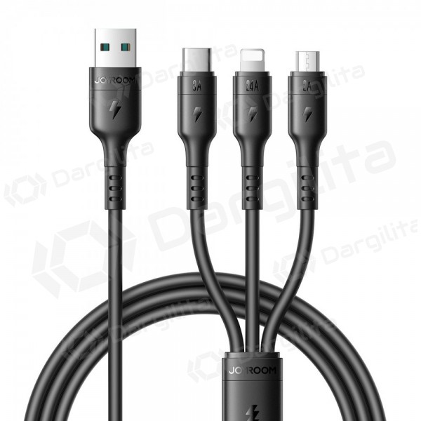 USB laidas Joyroom S-A61 USB-A į USB-C Lightning Micro USB 1.2 m įkrovimui juodas