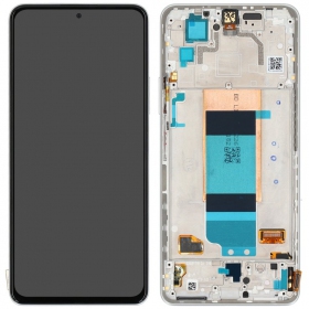 Xiaomi Poco F4 5G ekranas (sidabrinis) (su rėmeliu) (originalus)