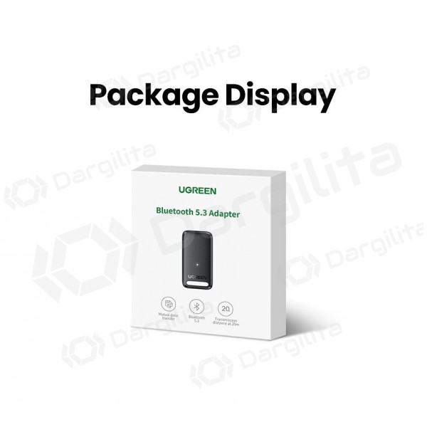Bluetooth adapteris Ugreen CM591 USB-A Bluetooth 5.3 juodas