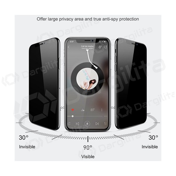 Apple iPhone 15 ekrano apsauginis grūdintas stiklas "Wozinsky Privacy 5D Full Glue"