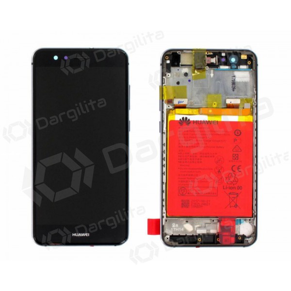 Huawei P10 ekranas (juodas) (su rėmeliu ir baterija) (service pack) (originalus)