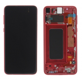 Samsung G970F Galaxy S10e ekranas (Cardinal Red) (su rėmeliu) (naudotas grade A, originalus)