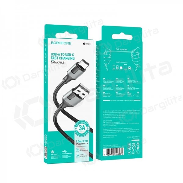 USB-C laidas Borofone BX101 USB-A į USB-C 1 m juodas