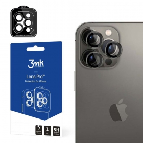 Apple iPhone 15 Plus apsauginis grūdintas stiklas kamerai "3MK Lens Pro" (juodas)