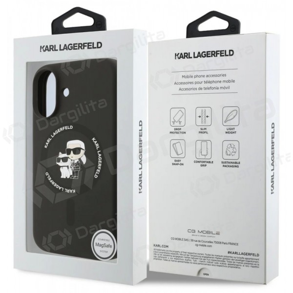 Apple iPhone 17 dėklas "Karl Lagerfeld Liquid Silicone Karl and Choupette MagSafe" (juodas)