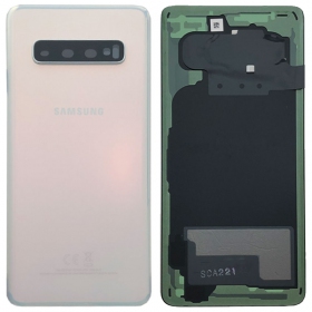 Samsung G973 Galaxy S10 galinis baterijos dangtelis baltas (Prism White) (naudotas grade C, originalus)