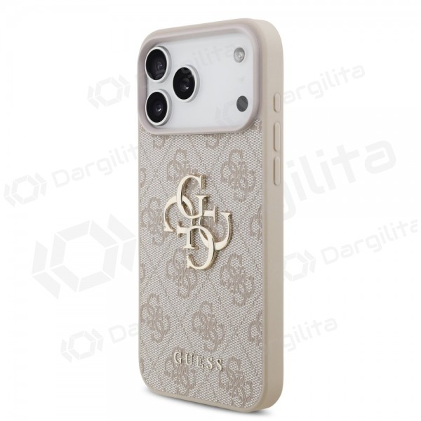 Apple iPhone 17 Pro Max dėklas "Guess PU 4G Metal Logo" (rožinis)