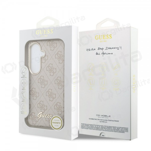 Samsung Galaxy S26 dėklas "Guess PU 4G Script Metal Logo Magnetic" (rožinis)