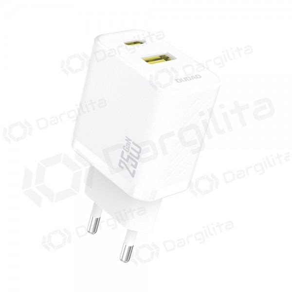 Telefono įkroviklis Dudao A26T 25 W GaN USB-C + USB-A baltas