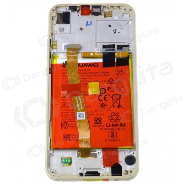 Huawei P20 Lite ekranas (auksinis) (su rėmeliu ir baterija) (service pack) (originalus)
