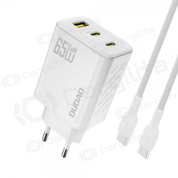 Telefono įkroviklis Dudao A28PC 45 W GaN 2x USB-C su USB-C laidu 1 m juodas