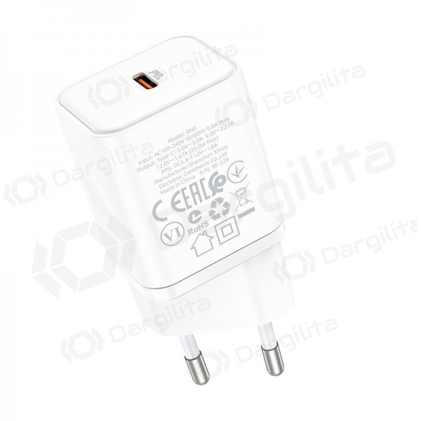 Telefono įkroviklis Borofone BN6 20 W USB-C baltas
