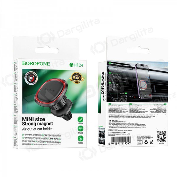 Automobilinis telefono laikiklis Borofone BH124 (air vent) juodas Automobilinis telefono laikiklis Borofone BH124 (air vent) juodas