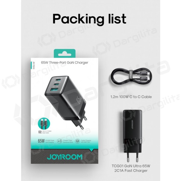 Telefono įkroviklis Hoco N66 35 W GaN USB-C + USB-A su Lightning laidu 1 m baltas
