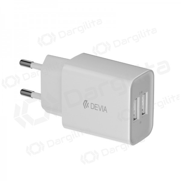 Įkroviklis Devia Smart x 2 USB (2.4A) + Type-C (baltas)