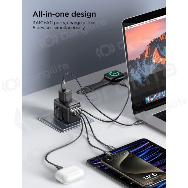 Telefono įkroviklis Joyroom JR-TCW01 17 W USB-C + USB-A juodas