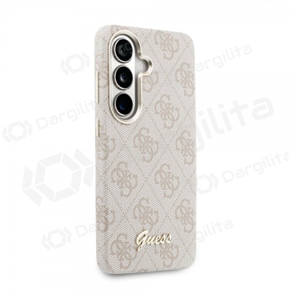 Samsung Galaxy S26 dėklas "Guess PU 4G Script Metal Logo Magnetic" (rožinis)