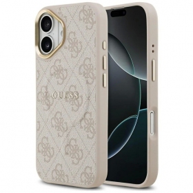 Apple iPhone 17 dėklas "Guess PU Leather 4G Gold Frame MagSafe"