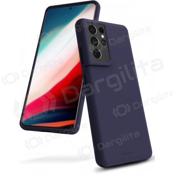 Samsung G996 Galaxy S21 Plus 5G dėklas Mercury Goospery "Silicone Case" (tamsiai mėlynas)