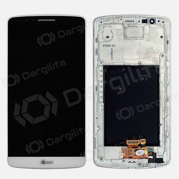 LG D855 Optimus G3 LCD ekranas su liečiamu stikliuku (su rėmeliu) (baltas) (aukšta kokybė)