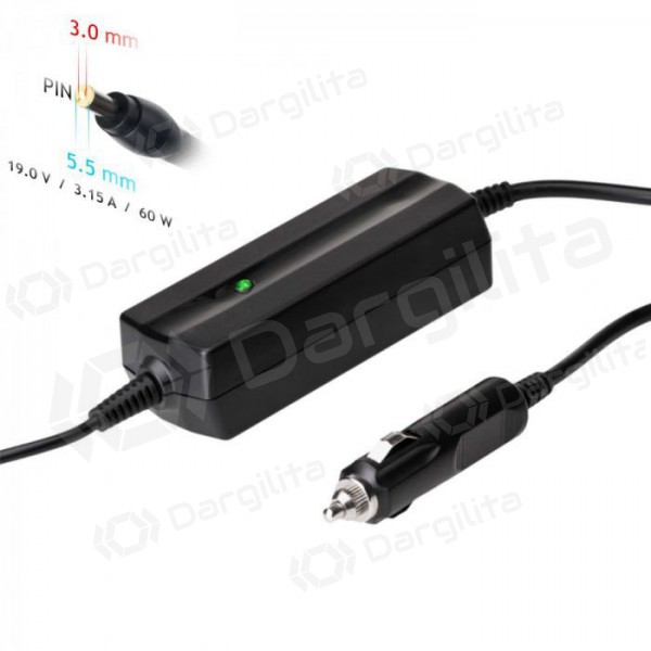 Automobilinis nešiojamojo kompiuterio pakrovėjas Akyga AK-ND-38 (19V / 3.16A 60W 5.5 x 3.0mm + pin) SAMSUNG 1.2m