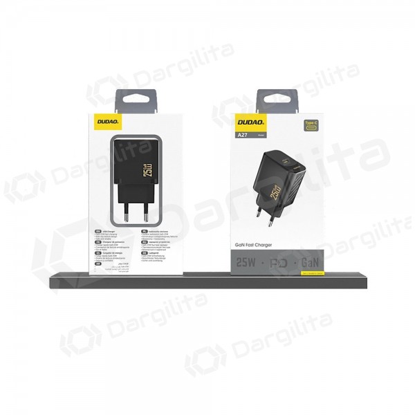 Telefono įkroviklis Dudao A27 25 W GaN USB-C juodas