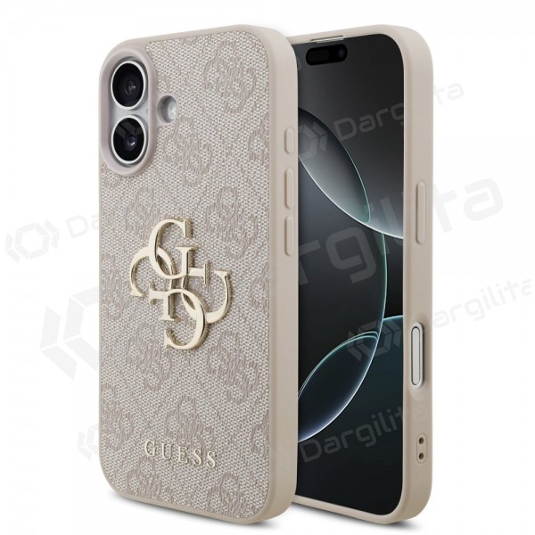 Apple iPhone 17 dėklas "Guess PU 4G Metal Logo" (rožinis)