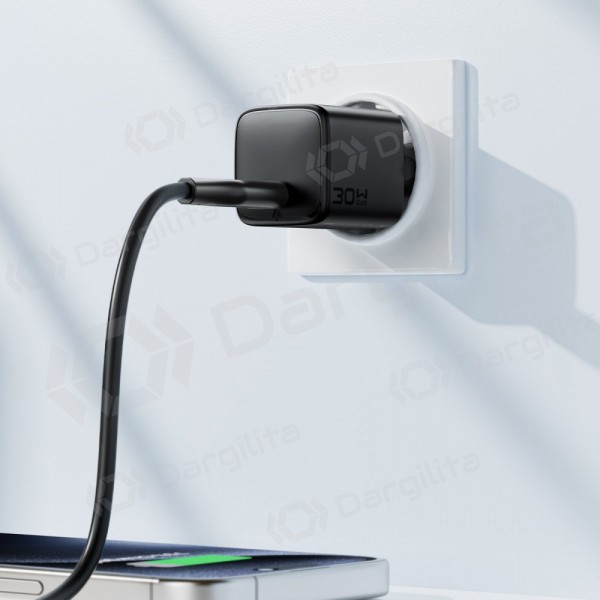 Telefono įkroviklis Acefast A118 30 W USB-C PD QC GaN juodas