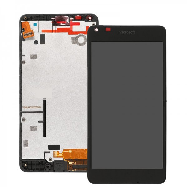 Microsoft (Nokia) Lumia 640 LCD ekranas su liečiamu stikliuku (su rėmeliu) (juodas) (aukšta kokybė)
